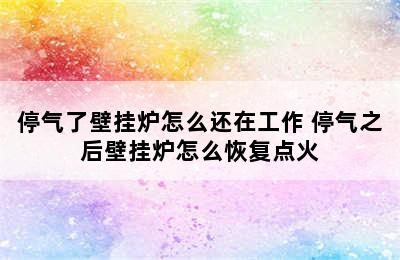 停气了壁挂炉怎么还在工作 停气之后壁挂炉怎么恢复点火